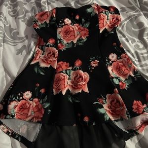 Strapless Floral Top